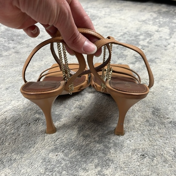 Alohas Anthropologie Strappy Chain Sandals Heels Square Toe Sz 38 - Picture 8 of 16
